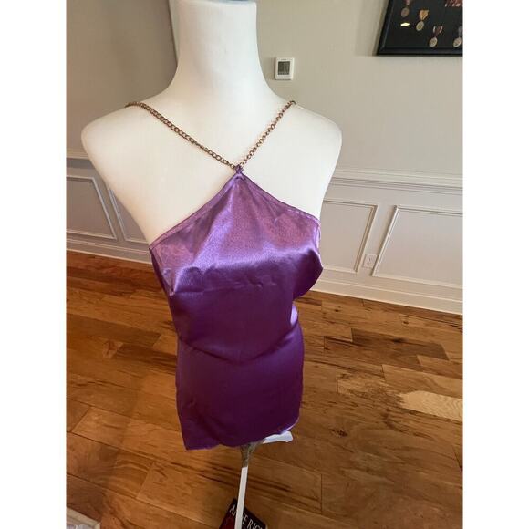 PRETTY GARBAGE NWT HALTER DRESS ADJUSTABLE CHAIN STRAP LAVENDER WOMEN SIZE SMALL - Picture 4 of 7